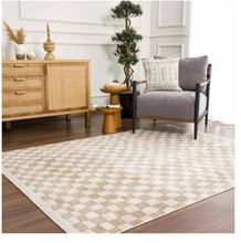 Load image into Gallery viewer, Jasha Checkered Beige/Brown Area Rug 5&#39;3 x 7
